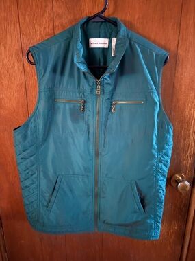Alfred Dunner Teal Quilted-Panel Sleeveless Zip Vest